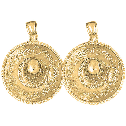 Yellow Gold-plated Silver 36mm 3D Sombrero Earrings