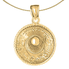 Sterling Silver 3D Sombrero Pendant (Rhodium or Yellow Gold-plated)