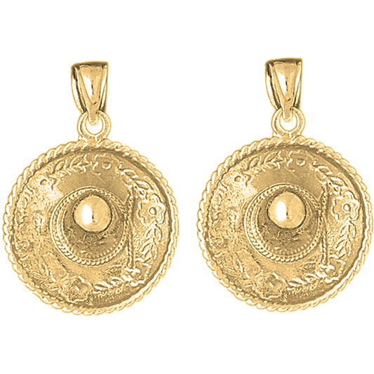 Yellow Gold-plated Silver 31mm 3D Sombrero Earrings