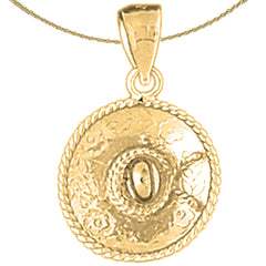 Sterling Silver 3D Sombrero Pendant (Rhodium or Yellow Gold-plated)