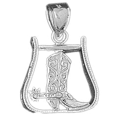 Sterling Silver Spur With Cowboy Boot Pendant