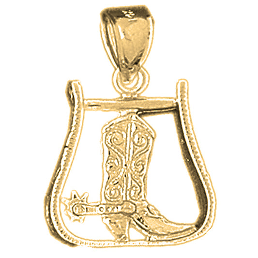 Yellow Gold-plated Silver Spur With Cowboy Boot Pendant