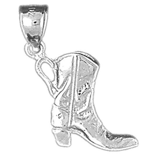 Sterling Silver 3D Cowboy Boot Pendant