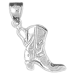 Sterling Silver 3D Cowboy Boot Pendant