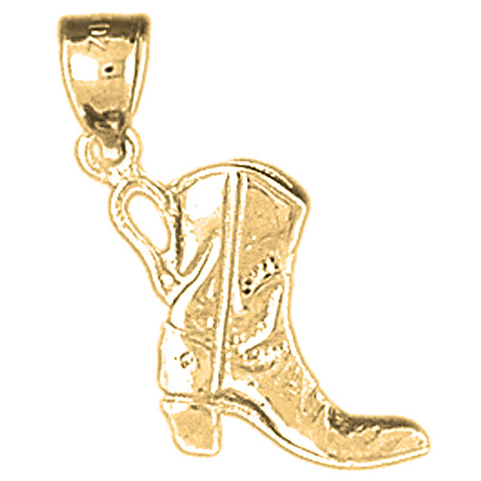 Yellow Gold-plated Silver 3D Cowboy Boot Pendant