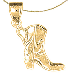 Colgante de bota de vaquero 3D de plata de ley (bañado en rodio o oro amarillo)
