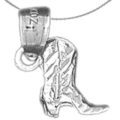 Colgante de bota de vaquero 3D de plata de ley (bañado en rodio o oro amarillo)