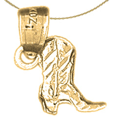 Sterling Silver 3D Cowboy Boot Pendant (Rhodium or Yellow Gold-plated)