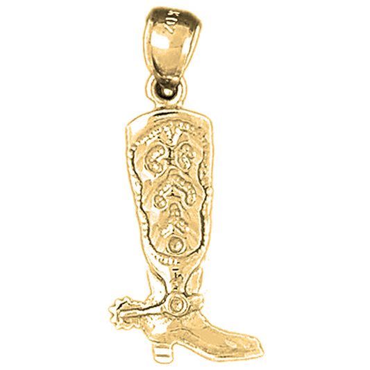 Yellow Gold-plated Silver Cowboy Boots Pendant