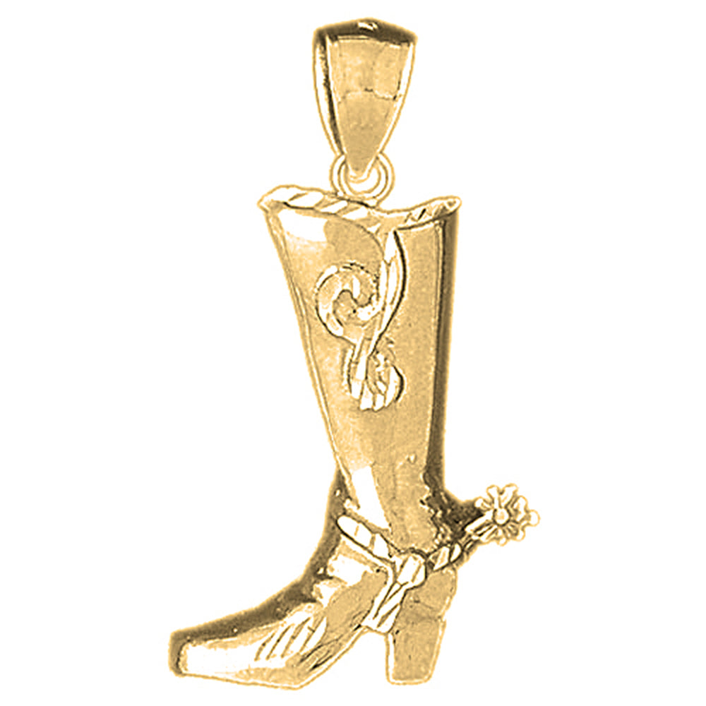 Yellow Gold-plated Silver Cowboy Boots Pendant