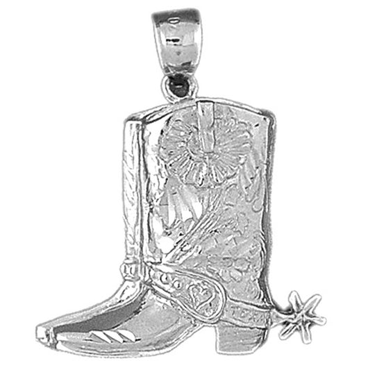 Sterling Silver Cowboy Boots Pendant