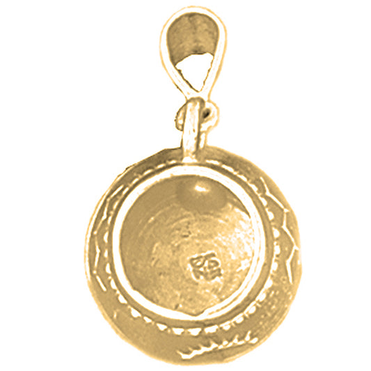 Yellow Gold-plated Silver 3D Indian Pottery Pendant