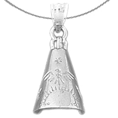 Sterling Silver Teepee Pendant (Rhodium or Yellow Gold-plated)