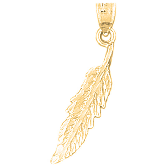 Yellow Gold-plated Silver Feather Pendant