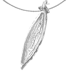 Sterling Silver 3D Canoe Pendant (Rhodium or Yellow Gold-plated)
