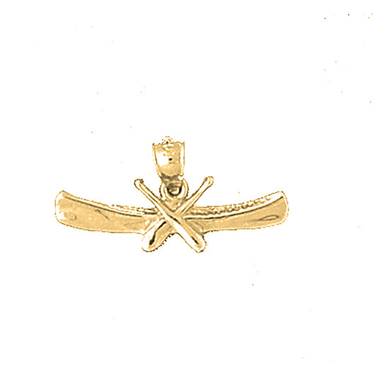 Yellow Gold-plated Silver Canoe With Paddles Pendant