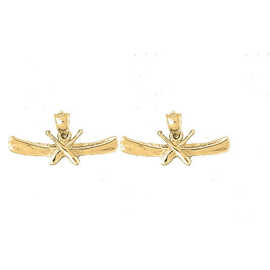 Yellow Gold-plated Silver 11mm Canoe With Paddles Earrings