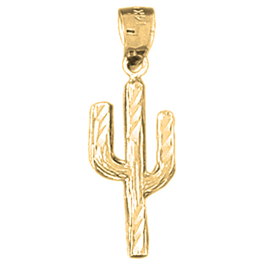 Yellow Gold-plated Silver Cactus Pendant