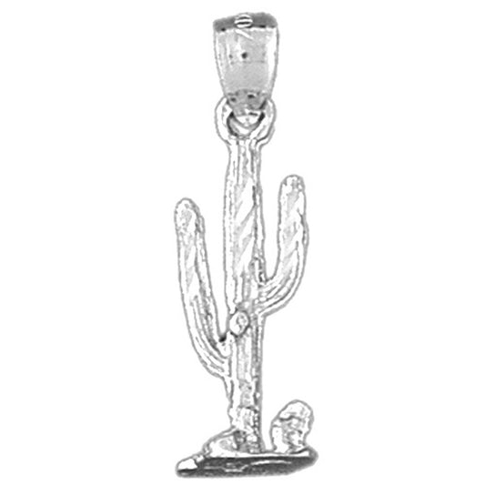 Sterling Silver 3D Cactus Pendant