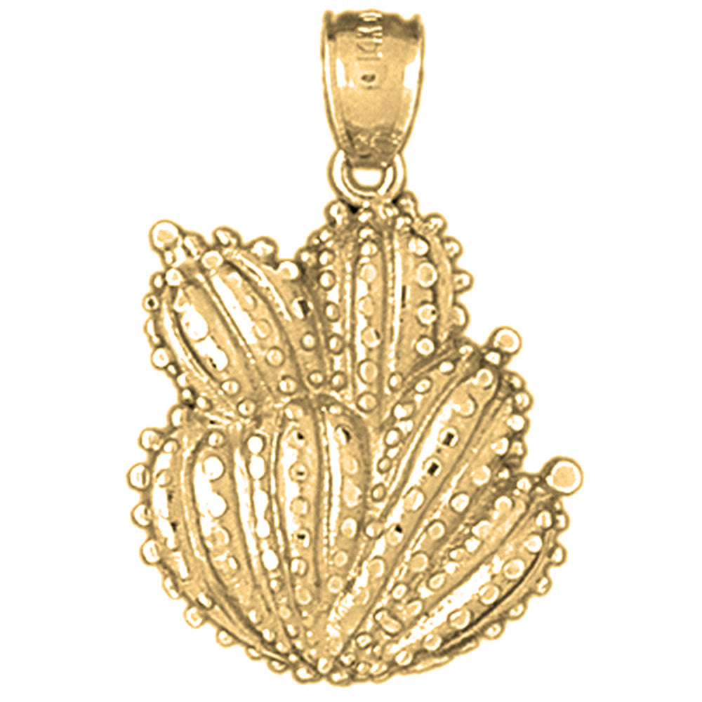 Yellow Gold-plated Silver Cactus Pendant