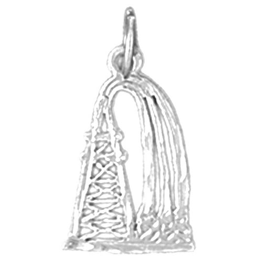 Sterling Silver Oil Well, Oil Rig Pendant