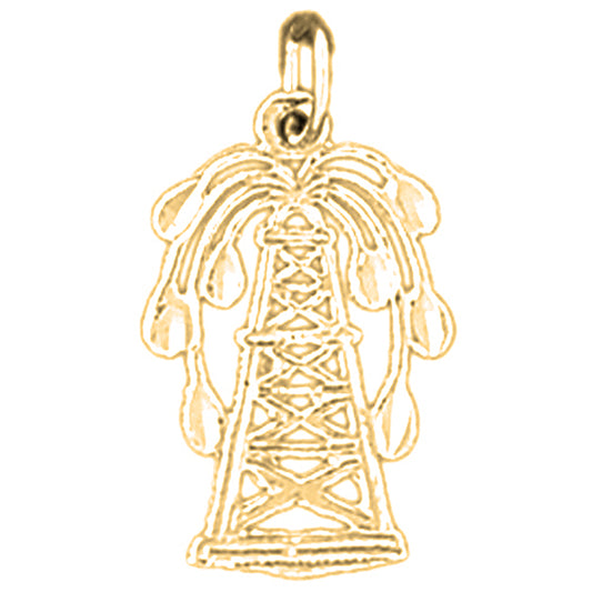 Yellow Gold-plated Silver Oil Well, Oil Rig Pendant