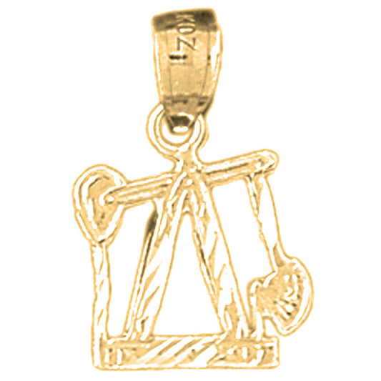 Yellow Gold-plated Silver Oil Well, Oil Rig Pendant