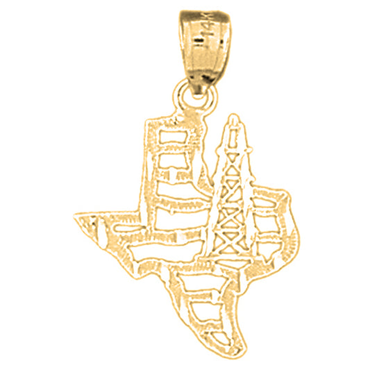 Yellow Gold-plated Silver Texas Oil Rig Pendant