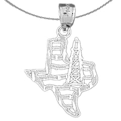 Sterling Silver Texas Oil Rig Pendant (Rhodium or Yellow Gold-plated)