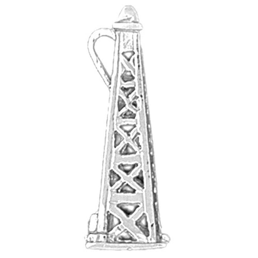 Sterling Silver 3D Oil Rig Pendant