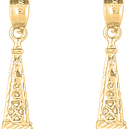 14K or 18K Gold 25mm 3D Oil Rig Earrings