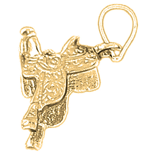 Yellow Gold-plated Silver 3D Saddle Pendant