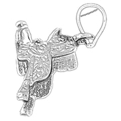 Sterling Silver 3D Saddle Pendant (Rhodium or Yellow Gold-plated)