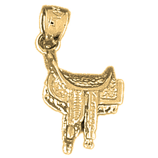 Yellow Gold-plated Silver 3D Saddle Pendant