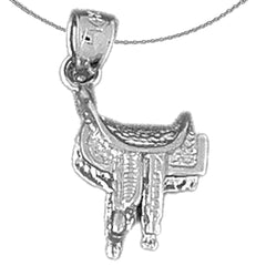 Sterling Silver 3D Saddle Pendant (Rhodium or Yellow Gold-plated)