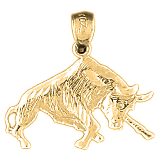 Yellow Gold-plated Silver Bull, Bull Fighting Pendant