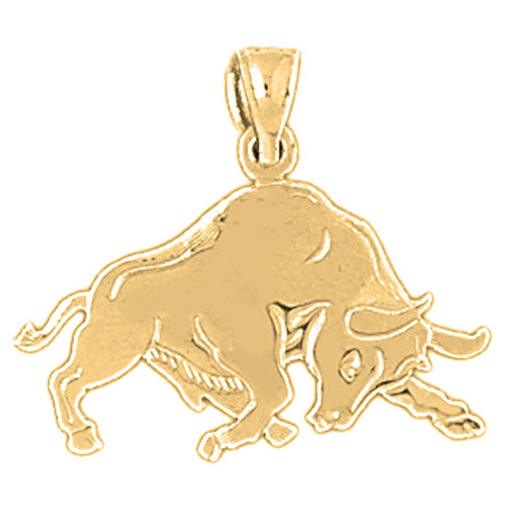 Yellow Gold-plated Silver Bull, Bull Fighting Pendant