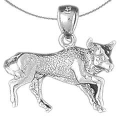 Sterling Silver 3D Bull Fighting, Bull Pendant (Rhodium or Yellow Gold-plated)
