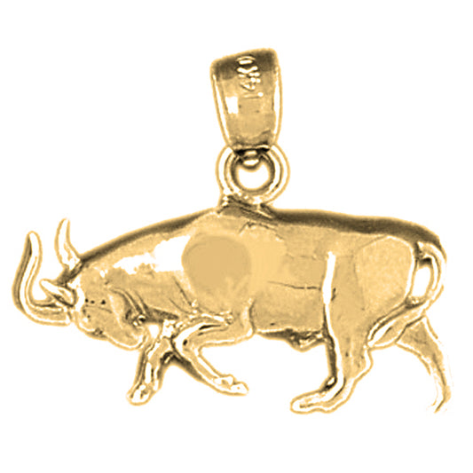 Yellow Gold-plated Silver Wheel With Steer Head Pendant