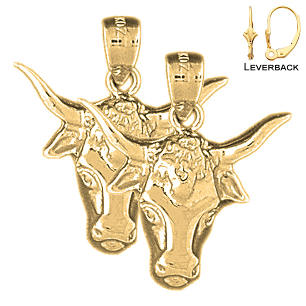 14K or 18K Gold Steer Head Earrings