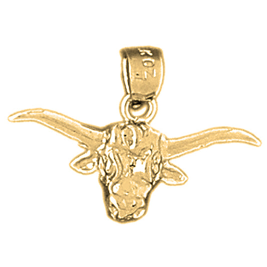 Yellow Gold-plated Silver Steer Head Pendant
