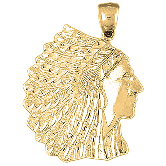 10K, 14K or 18K Gold Indian Head Pendant