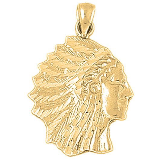10K, 14K or 18K Gold Indian Head Pendant