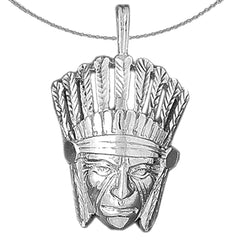 Colgantes de cabeza de indio de plata de ley (bañados en rodio o oro amarillo)