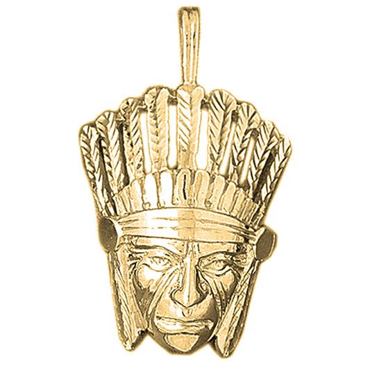 Yellow Gold-plated Silver Indian Head Pendants