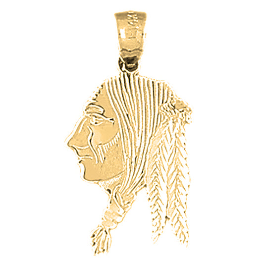 Yellow Gold-plated Silver Indian Head Pendants