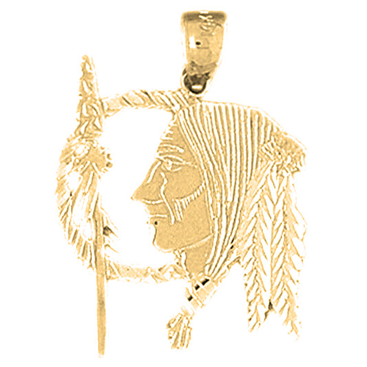 14K or 18K Gold Indian Head Pendant