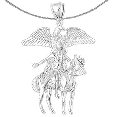 Sterling Silver Indian Eagle Pendants (Rhodium or Yellow Gold-plated)