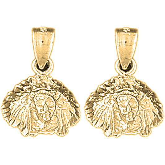 Yellow Gold-plated Silver 18mm Indian Head Earrings