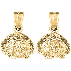 Yellow Gold-plated Silver 18mm Indian Head Earrings